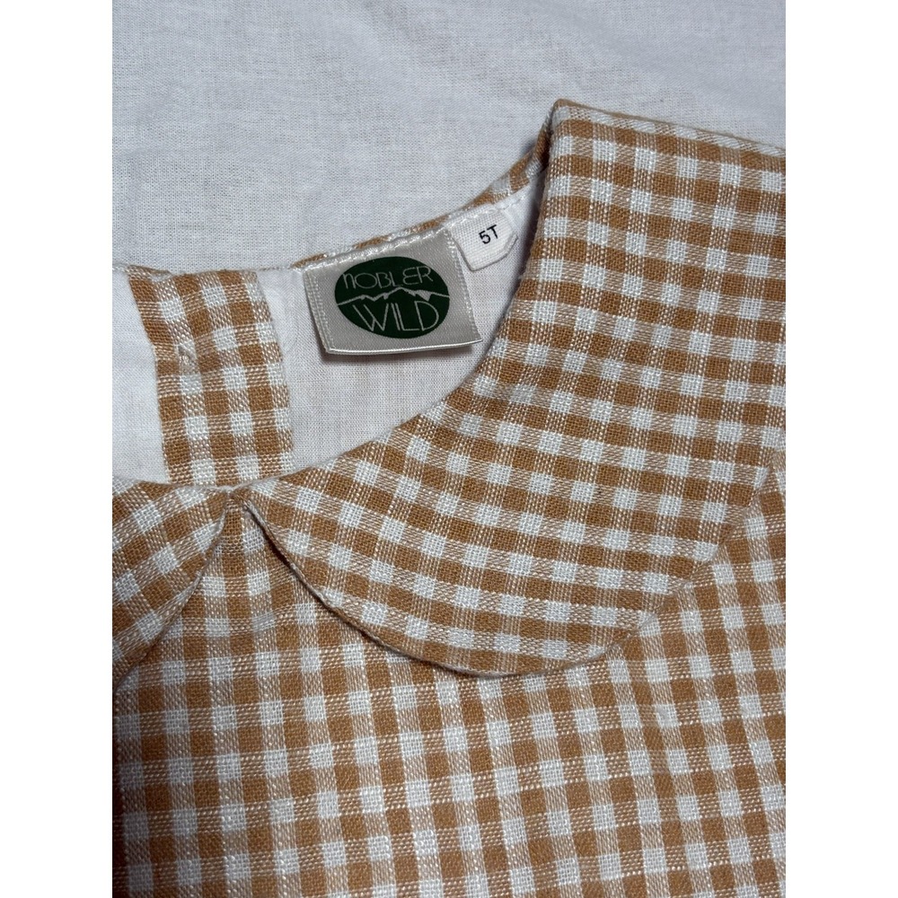 Nobler Wild Yellow Gingham Dress Toddler Girl Size 5T Cotton Linen Poly Blend - Picture 3 of 8